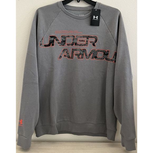 Under Armour 1366306 Mens Sz XL UA Rival Fleece Camo Script Crew Sweatshirt - Picture 1 of 5